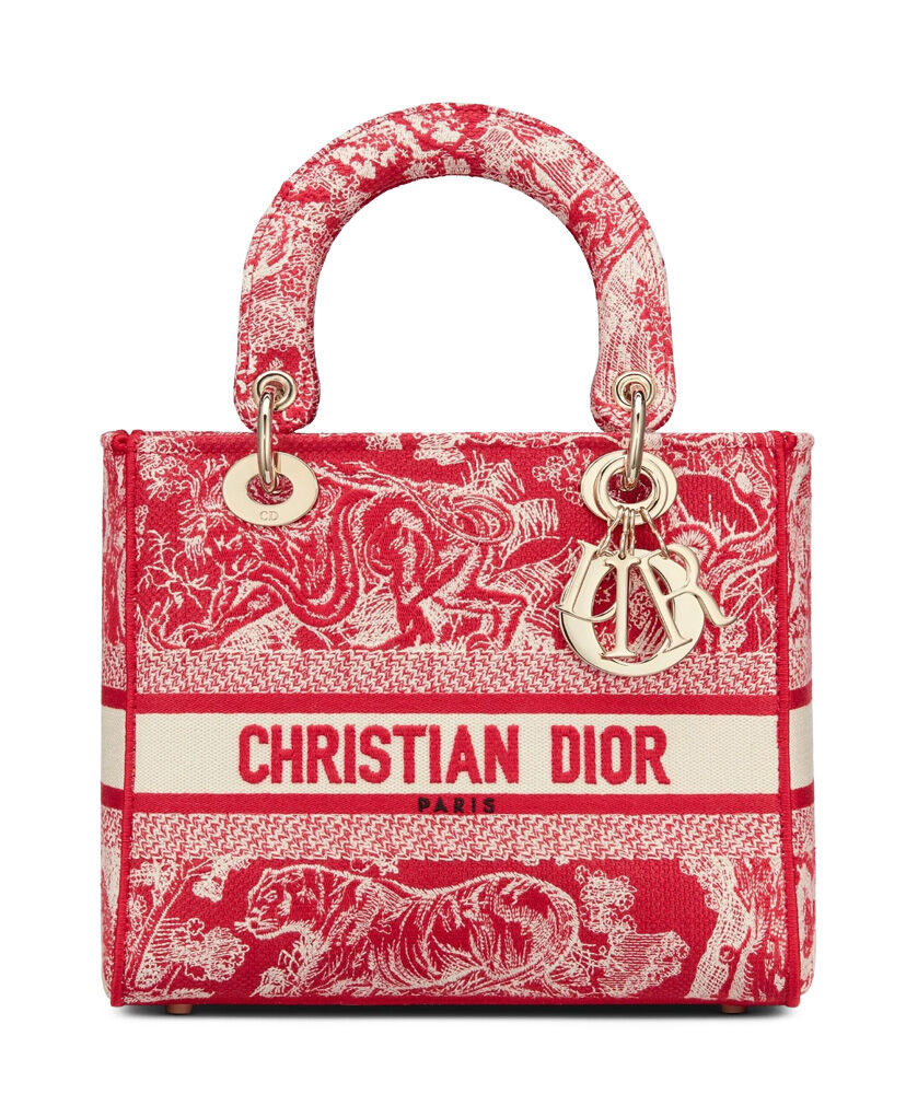 Christian Dior Medium Lady D Lite Canvas Bag Red